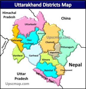 Districts of Uttarakhand Map