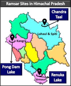 Ramsar Sites in Himachal Pradesh Map