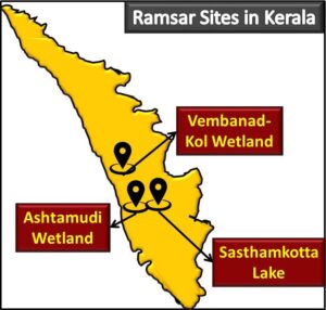 Ramsar Sites in Kerala Map
