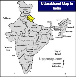 Uttarakhand Map in India